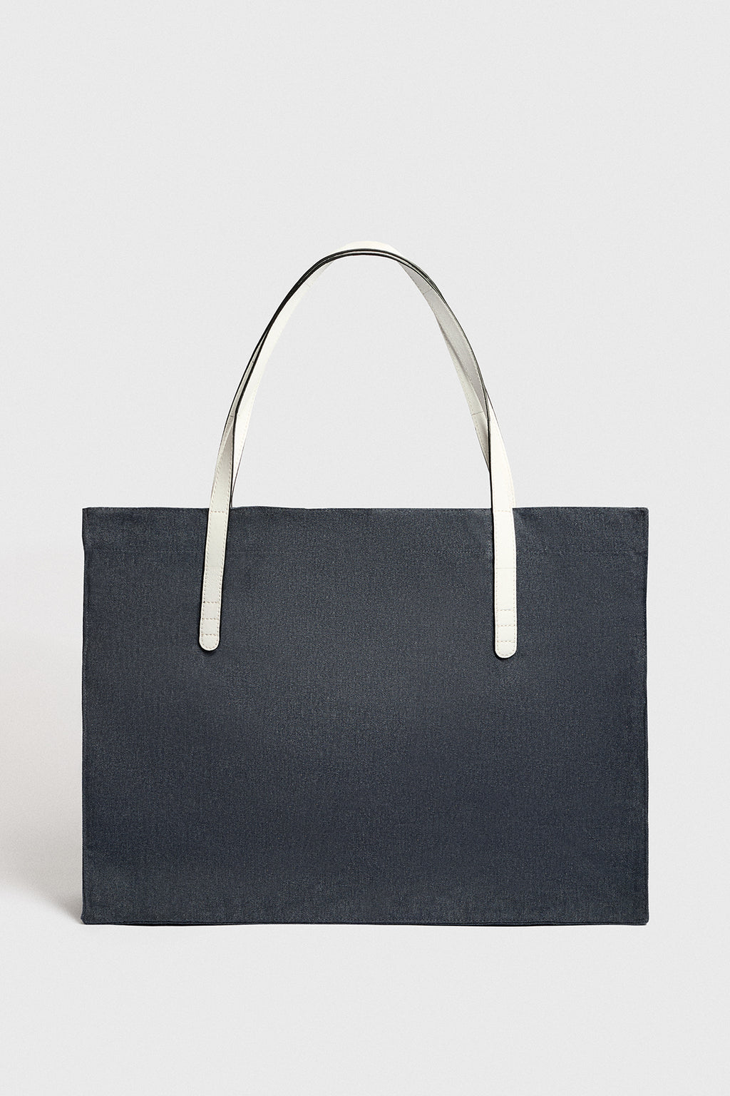 Denim-White Grand Tote Bag